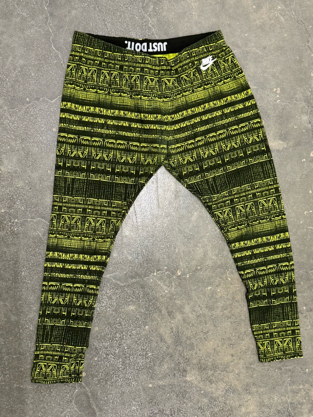Nike Neon Green & Black Patterned Leggings